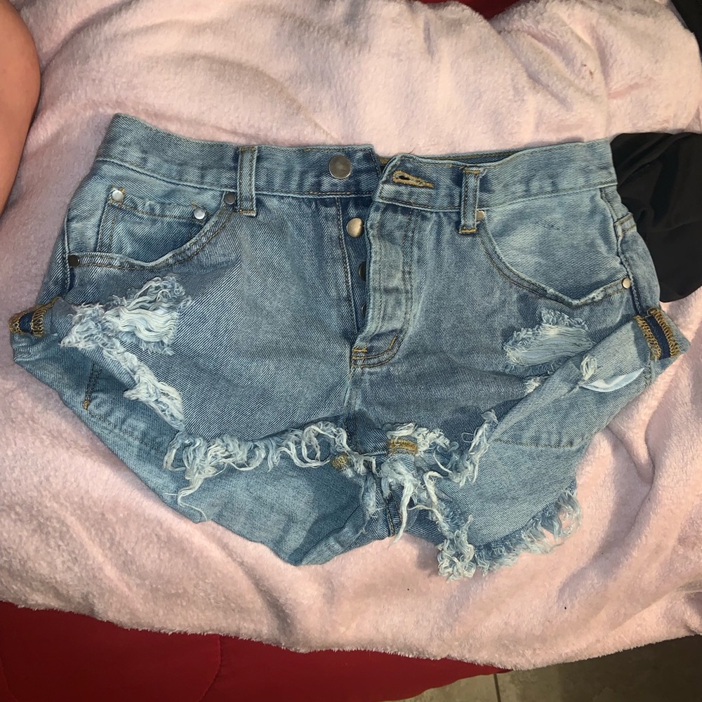 Jean shorts.